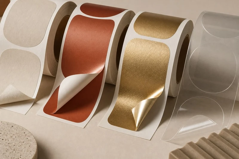 Papier-, transparente und metallisierte Etikettenmaterialien auf Rollen